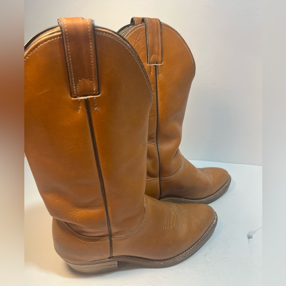 ABILENE Cowboy Boots Womens #7012 Made In USA Size 7.5M Tan Vibram Traction - Picture 4 of 8